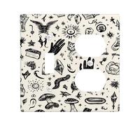 Plaques de protection pour interrupteur mystique occulte, symboles magiques noirs pour décoration d'intérieur, plaques murales thermoplastiques, taille standard à bascule duplex