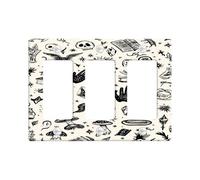 Plaques de protection pour interrupteur mystique occulte - Symboles magiques noirs pour décoration d'intérieur - Plaques murales thermoplastiques - Taille standard - Plaque murale à 3 interrupteurs
