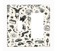 Plaques de protection pour interrupteur mystique occulte - Symboles magiques noirs pour décoration d'intérieur, plaques murales en thermoplastique - Taille standard