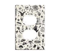 Plaques de protection pour interrupteur mystique occulte, symboles magiques noirs pour décoration d'intérieur, plaques murales thermoplastiques, prise duplex simple de taille standard