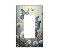Plaques de protection pour interrupteur papillon - Motif insecte printanier bleu - Pour décoration d'intérieur - Plaques murales en thermoplastique - Taille standard