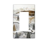 Plaques de protection pour interrupteur paysage d'hiver, motif bois argenté et doré pour décoration d'intérieur, plaques murales thermoplastiques, taille standard simple à bascule