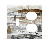 Plaques de protection pour interrupteur paysage d'hiver, motif forêt argentée et dorée pour décoration d'intérieur, plaques murales thermoplastiques, taille standard à bascule duplex