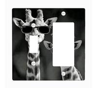 Plaques de protection pour interrupteur sur le thème de la girafe, monochromes animaux de safari pour espaces de vie, plaques murales en plastique, taille standard à bascule