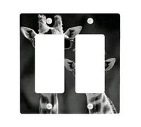 Plaques de protection pour interrupteur sur le thème de la girafe, monochromes animaux de safari pour espaces de vie, plaques murales en plastique, taille standard, double bascule
