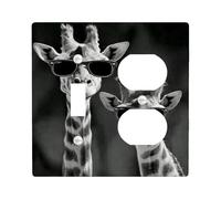 Plaques de protection pour interrupteur sur le thème de la girafe, monochromes animaux de safari pour espaces de vie, plaques murales en plastique, taille standard à bascule duplex