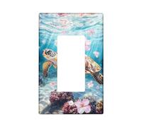 Plaques de protection pour interrupteur tortue de mer tropicale, bleu océan, vie marine pour décoration d'intérieur, plaques murales en thermoplastique, taille standard à bascule simple