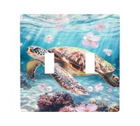Plaques de protection pour interrupteur tortue de mer tropicale, bleu océan, vie marine pour décoration d'intérieur, plaques murales thermoplastiques, taille standard double à bascule