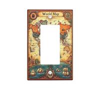 Plaques de protection pour interrupteur vintage avec carte du monde - Tons de terre antique pour décoration d'intérieur, plaques murales thermoplastiques - Taille standard