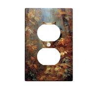 Plaques de protection pour interrupteur Wolf - Motif forêt d'automne dans des tons terreux - Accents muraux inspirés de la nature - Plaques murales thermoplastiques - Prise duplex simple de taille