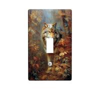 Plaques de protection pour interrupteur Wolf - Motif forêt d'automne dans des tons terreux - Accents muraux inspirés de la nature - Plaques murales thermoplastiques - Taille standard