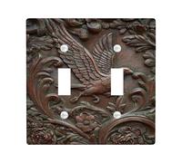 Plaques de protection vintage pour interrupteur - Motif floral marron rustique pour décoration d'intérieur - Plaques murales en thermoplastique - Taille standard - Double bascule