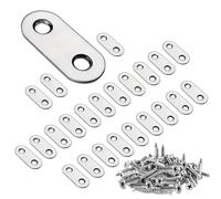 Plaques de renfort d'angle plates et droites avec vis de fixation, support de plaque de jonction métallique 37 x 16 x 1,7 mm, 5/18/45 pièces(45pcs(90 Screws))