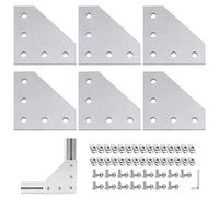 plaques de support d'angle en forme de L 6 Pcs avec 30 écrous en T M5 + 30 vis M5 + 1 clé pour profil d'extrusion en aluminium 6 mm pour cadre d'imprimante 3D série 2020 (forme de T)