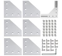 plaques de support d'angle en forme de L 6 Pcs avec 30 écrous en T M6 + 30 vis M6 + 1 clé pour profil d'extrusion en aluminium 6 mm pour cadre d'imprimante 3D série 3030