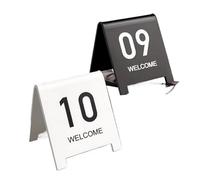 Plaques de table en acrylique pour restaurants, Numéros de Table en acrylique auto-debout double face, paquet 10 tailles multiples bicolores(White 7 * 6cm,91-100)