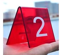 Plaques de table en acrylique pour restaurants, Numéros de table tente en acrylique multicolores 1-100 3,1x3,5 pouces(Red,1~10)