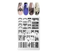 Plaques de tampon pour ongles - Motif fleur et dentelle - Plaque d'images pour loisirs créatifs