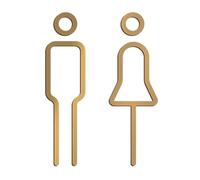 plaques de toilette Plaque signalétique de toilette en laiton couleur or noir, étiquette murale autocollante for porte salle bain, support WC, panneau signalisation(Gold)