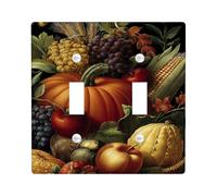 Plaques d'interrupteur d'automne pour interrupteur - Fruits et légumes d'automne vibrants pour décoration d'intérieur, plaques murales, taille standard à double bascule
