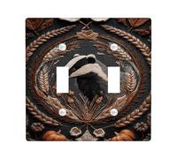 Plaques d'interrupteur en forme d'animal d'automne - Design rustique marron pour décoration murale - Plaques thermoplastiques - Taille standard - Double bascule