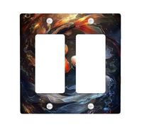 Plaques d'interrupteur en forme de carpe - Élément d'eau coloré pour décoration d'intérieur, plaques murales, double bascule de taille standard