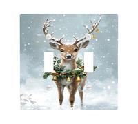 Plaques d'interrupteur en forme de cerf d'hiver, rennes festifs avec clochettes pour décoration de maison de vacances, taille standard double