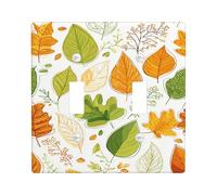 Plaques d'interrupteur en forme de feuilles d'automne - Orange chaud et feuille - Pour décoration d'intérieur saisonnière - Plaques murales en thermoplastique - Taille standard - Double bascule