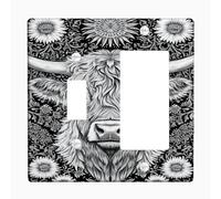 Plaques d'interrupteur en forme de vache noire et blanche, motif floral pour décoration d'intérieur, plaques murales en thermoplastique, taille standard à bascule