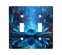 Plaques d'interrupteur futuristes bleues en forme de nénuphar - Design moderne inspiré de la technologie pour décoration d'intérieur, plaques murales en thermoplastique - Taille standard