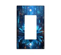 Plaques d'interrupteur futuristes bleues en forme de nénuphar - Design moderne inspiré de la technologie pour décoration d'intérieur, plaques murales en thermoplastique - Taille standard