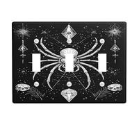 Plaques d'interrupteur gothiques araignées noires avec motifs complexes pour décoration d'intérieur, taille standard, idéal pour Halloween et triple bascule effrayant