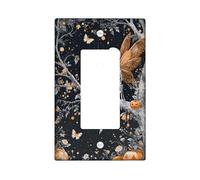 Plaques d'interrupteur squelette d'Halloween - Motif fée noire et orange - Pour décoration murale - Plaques murales en thermoplastique - Taille standard - Bascule simple