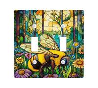 Plaques d'interrupteur sur le thème des abeilles, motif abeilles jaunes vives pour les amateurs de la nature, style vitrail, parfait pour la décoration d'intérieur, plaques thermoplastiques à double