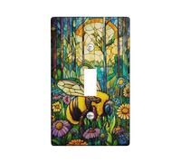 Plaques d'interrupteur sur le thème des abeilles, motif abeilles jaunes vives pour les amateurs de la nature, style vitrail, parfait pour la décoration d'intérieur, plaques thermoplastiques à bascule