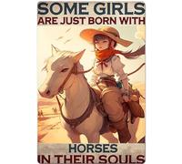 Plaques en étain vintage Western CowGirl, certaines filles chevaux sont juste nées avec dans leur âme, cadeau pour les amateurs de CowGirl, garage, magasin, homme, cave, bar, décoration murale de la m