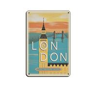 Plaques en métal Angleterre Londres Voyage Plaques en étain Art mural Affiche en métal pour maison Bar Café Garage Salle de bain 20 * 30CM