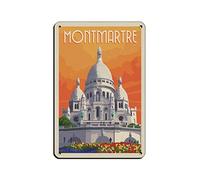 Plaques en métal France Paris Montmartre Coucher de soleil Voyage Plaques en étain Art mural Affiche en métal pour maison Bar Café Garage Salle de bain 15 * 30CM