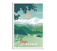 Plaques en métal humoristiques représentant le Pays Basque français, style vintage et rétro, idéal pour un bar, un pub ou un hangar, 30 x 30 cm
