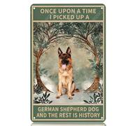 Plaques en métal « Il était une fois où j'ai ramassé un berger allemand et le reste appartient à l'histoire » Plaque en aluminium vintage pour maison, bureau, cuisine, bar, café, jardin, décoration m