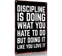 Plaques En Métal « La Discipline, C'Est Faire Ce Que Vous Détestez Faire, | Mais Le Faire Comme Si Vous Aimiez Ça. » Plaque En Tôle Rétro Métal Mur Signes Vintage Pour Pub Café 20x30cm