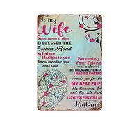 Plaques en métal « Ma femme, il était une fois » : « Dieu a béni la route brisée. Qui m'a conduit droit à toi », décoration murale pour maison, cuisine, restaurant, club, maison, 15 x 30 cm.