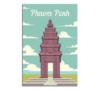 Plaques en métal vintage avec horizon de Phnom Penh et Cambodge, idéales pour un pub, un abri de jardin, un bar, un bureau, une caverne, une maison, une chambre, une salle à manger, une cuisine, 30 x 40 cm