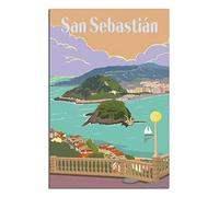 Plaques en métal vintage Donostia-San Sebastian Espagne Skyline Idéal pour pub, hangar, bar, bureau, caverne d'homme, maison, chambre, salle à manger, cuisine 30 x 40 cm