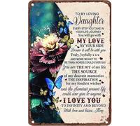 Plaques en métal vintage Fleur Papillon À ma fille N'oublie jamais que je t'aime Sois courageux Sois audacieux Salle de bain rustique de ferme n Décor pour la maison Décoration murale de salle de bain