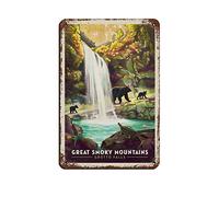 Plaques en métal vintage Great Smoky Mountains Grotto Falls - Décoration murale pour café, bar, pub ou maison - 30 x 30 cm