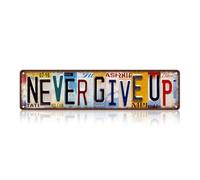 Plaques en métal vintage « Never Give Up », décoration murale pour bar, café, maison, 40,6 x 10,2 cm