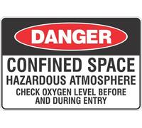 Plaques En Tôle Danger Espace Confiné Atmosphère Dangereuse Vérifier Le Niveau D'Oxygène Avant Et Pendant L'Entrée Metal Tin Sign Humoristique Plaque Métallique Vintage Signe En Étain 20X30Cm