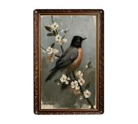 Plaques Métal Vintage 20x30 Murale Des oiseaux étaient perchés sur