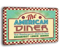 Plaques Métalliques M'American Diner. Café De Bord De Route, Dîner Des Années 50 Et 60. Plaque Murales Suspendre Accessoires Pour Chambre Salon Cour Bureau S